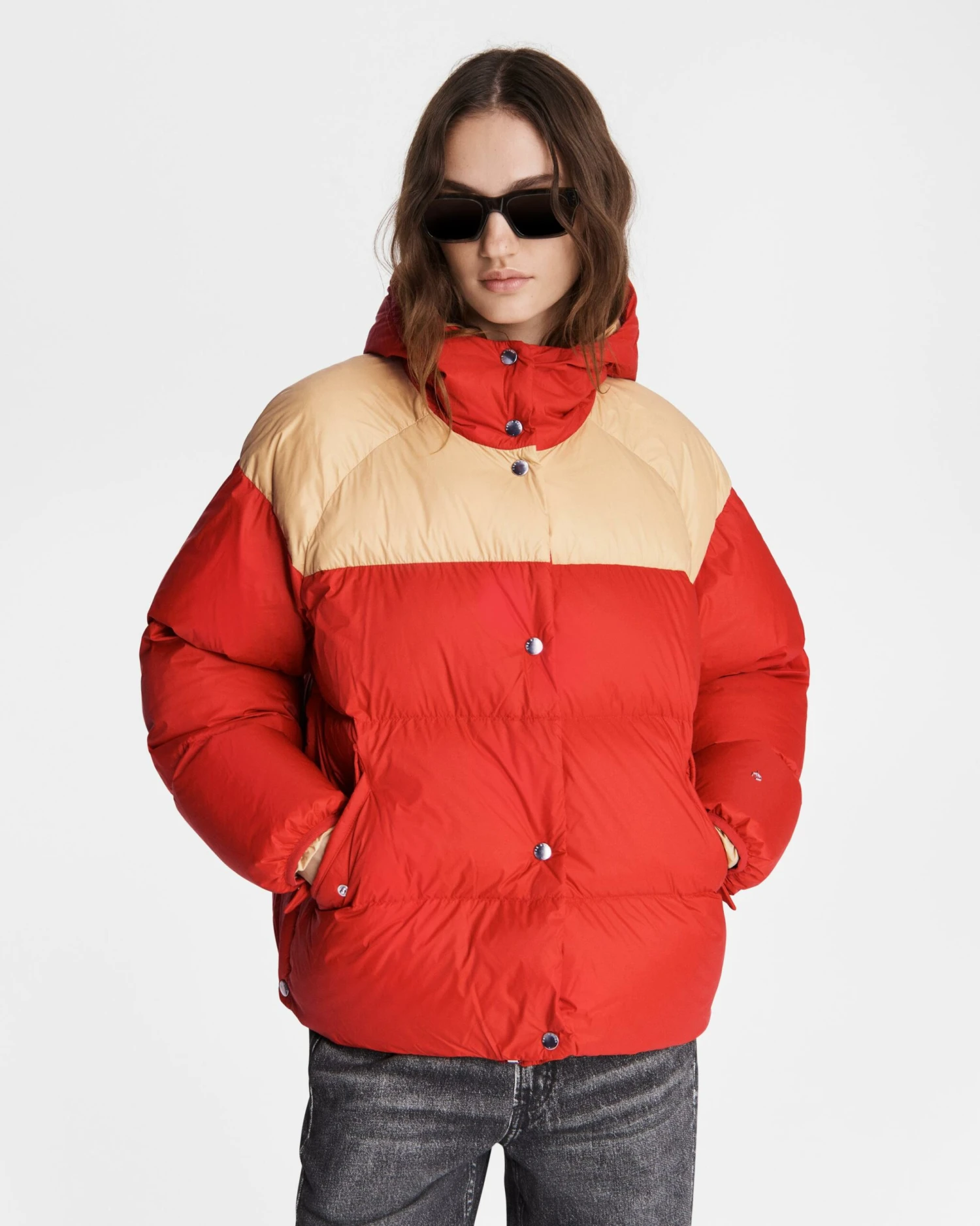 Rag & Bone Joelle Nylon Puffer Jacket For Sale Bright Red 3 Rag & Bone Joelle Nylon Puffer Jacket For Sale Bright Red – Image 3