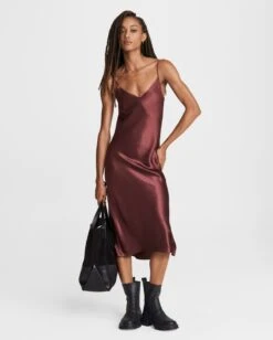 Rag & Bone Mallory Slip Midi Dress For Sale Burgundy -Rag Bone For Women Sales 2024 Mallory Slip Midi Dress 2.jpg 2