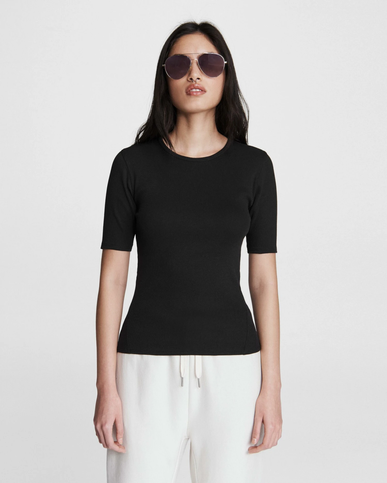 Rag & Bone The Essential Rib Tee For Women Black 2 Rag & Bone The Essential Rib Tee For Women Black â Image 2