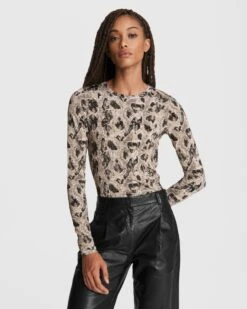 Rag & Bone Sabeen Jersey Top For Sale Beige Multi