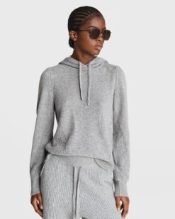 Rag & Bone Pierce Cashmere Hoodie For Sale Dk Brown