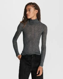 Rag & Bone Lexi Cotton Turtleneck For Sale Black