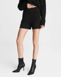 Rag & Bone Pierce Cashmere Cable Short For Sale Ivory