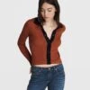 Rag & Bone Navaya Cotton Cashmere Polo Cardigan For Women Rust