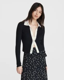 Rag & Bone Navaya Cotton Cashmere Polo Cardigan For Women Salute