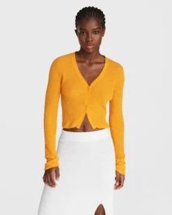 Rag & Bone Soleil Cotton Cardigan For Women Deep Yellow