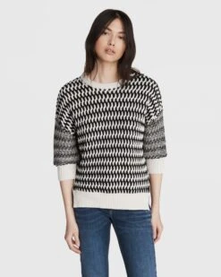 Rag & Bone Quinn Cotton Cashmere Crew For Women Black Multi