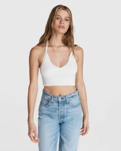 Rag & Bone Soleil Cotton Rib Bra Top For Women White