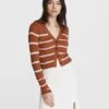 Rag & Bone Soleil Cotton Striped Cardigan For Women Pale Copper
