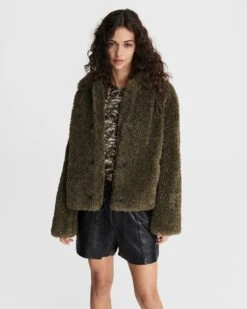 Rag & Bone Hesper Faux Fur Coat For Sale Rust