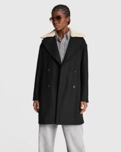 Rag & Bone Mina Wool Cocoon Coat For Sale Black