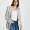 Rag & Bone Ames Deconstructed Cotton Blazer For Sale Black/white