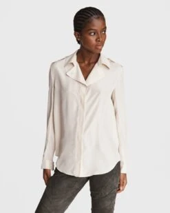 Rag & Bone Field Silk Blouse For Sale Ivory