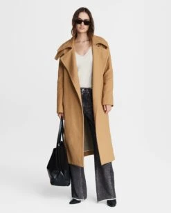 Rag & Bone Amber Wool Blend Trench For Sale Camel