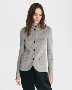 Rag & Bone Slade Viscose Check Blazer For Sale Black/white