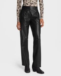 Rag & Bone Leslie Leather Pant For Sale Black