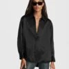 Rag & Bone Elias Satin Shirt For Sale Black