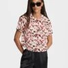 Rag & Bone Gia Velvet Burnout Cropped Tee For Sale Pink Multi
