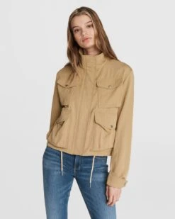 Rag & Bone Trail Lyocell Cropped Jacket For Women Leaf Green