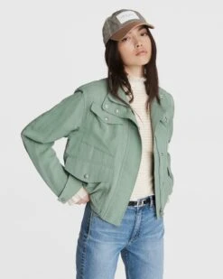 Rag & Bone Trail Lyocell Cropped Jacket For Women Leaf Green