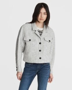 Rag & Bone Jessie Cotton Shirt Jacket For Women Black/white
