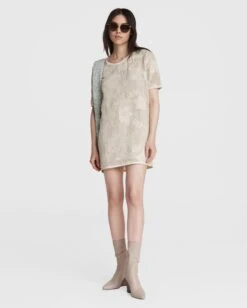 Rag & Bone Alexa Mesh Midi Dress For Women Light Dove