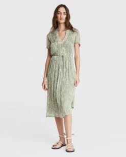 Rag & Bone Sachi Floral Midi Dress For Women Green Floral