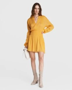Rag & Bone Calista Mini Dress For Women Deep Yellow