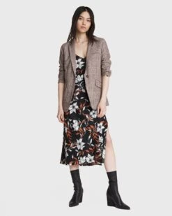 Rag & Bone Mallory Floral Slip Midi Dress For Women Black Floral