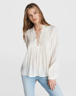 Rag & Bone Sachi Cotton Top For Women Light Dove