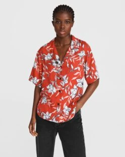 Rag & Bone Mare Floral Silk Shirt For Women Black Floral