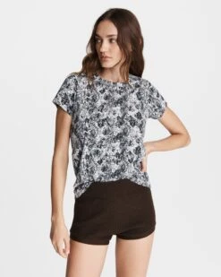 Rag & Bone All Over Snake Cotton Tee For Sale Red Multi