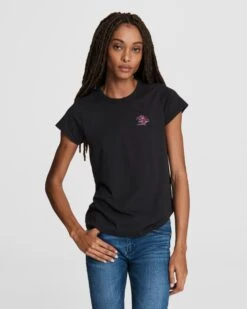 Rag & Bone Floral Cotton Tee For Sale Black
