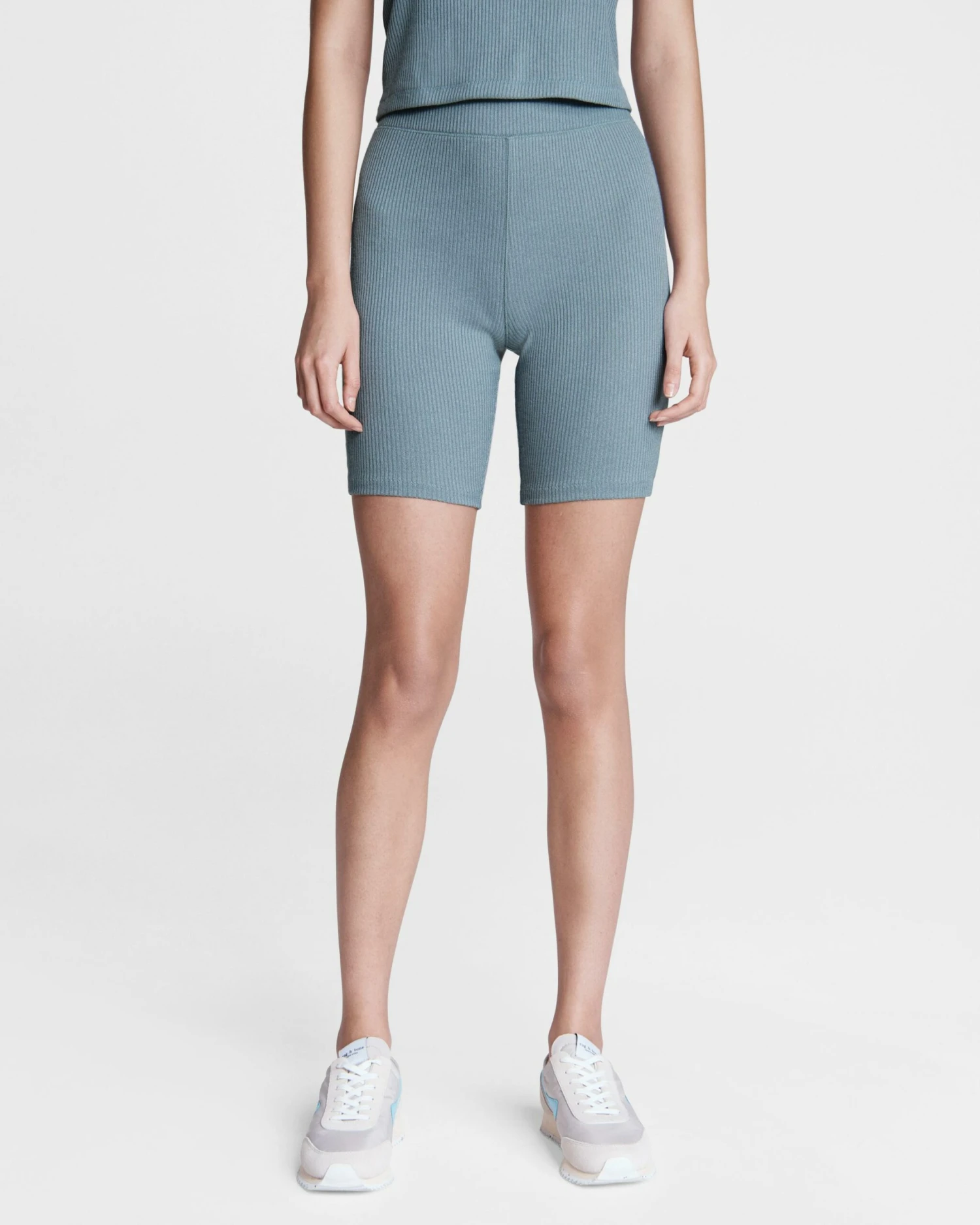 Rag & Bone The Knit Rib Bike Short For Sale Greyed Blue 1 Rag & Bone The Knit Rib Bike Short For Sale Greyed Blue