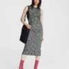 Rag & Bone Gigi Cotton Muscle Midi Dress For Women Black/white