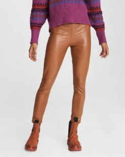 Rag & Bone Nina Faux Leather Skinny Pant For Sale Cognac
