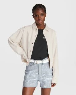 Rag & Bone Crop Oversized Cotton Shirt For Women Ecru