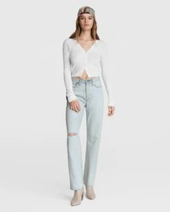 Rag & Bone Alex High-rise Straight - Primrose For Women Primrose With Holes
