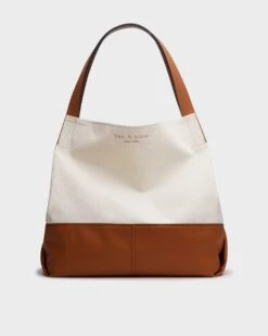 Rag & Bone Passenger Oversized Tote - Cotton And Leather For Women White Canvas