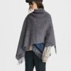 Rag & Bone Wilshire Reversible Wool Poncho For Sale Oatmeal Multi