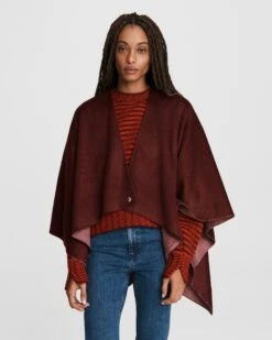 Gazebo Parts Direct Sales Store 53 Rag & Bone Crown Cashmere Reversible Poncho For Women Camel/ Oatmeal