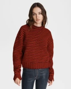 Rag & Bone Willow Wool Stripe Crew For Sale Red Multi -Rag Bone For Women Sales 2024 Willow Wool Stripe Crew 1.jpg 1